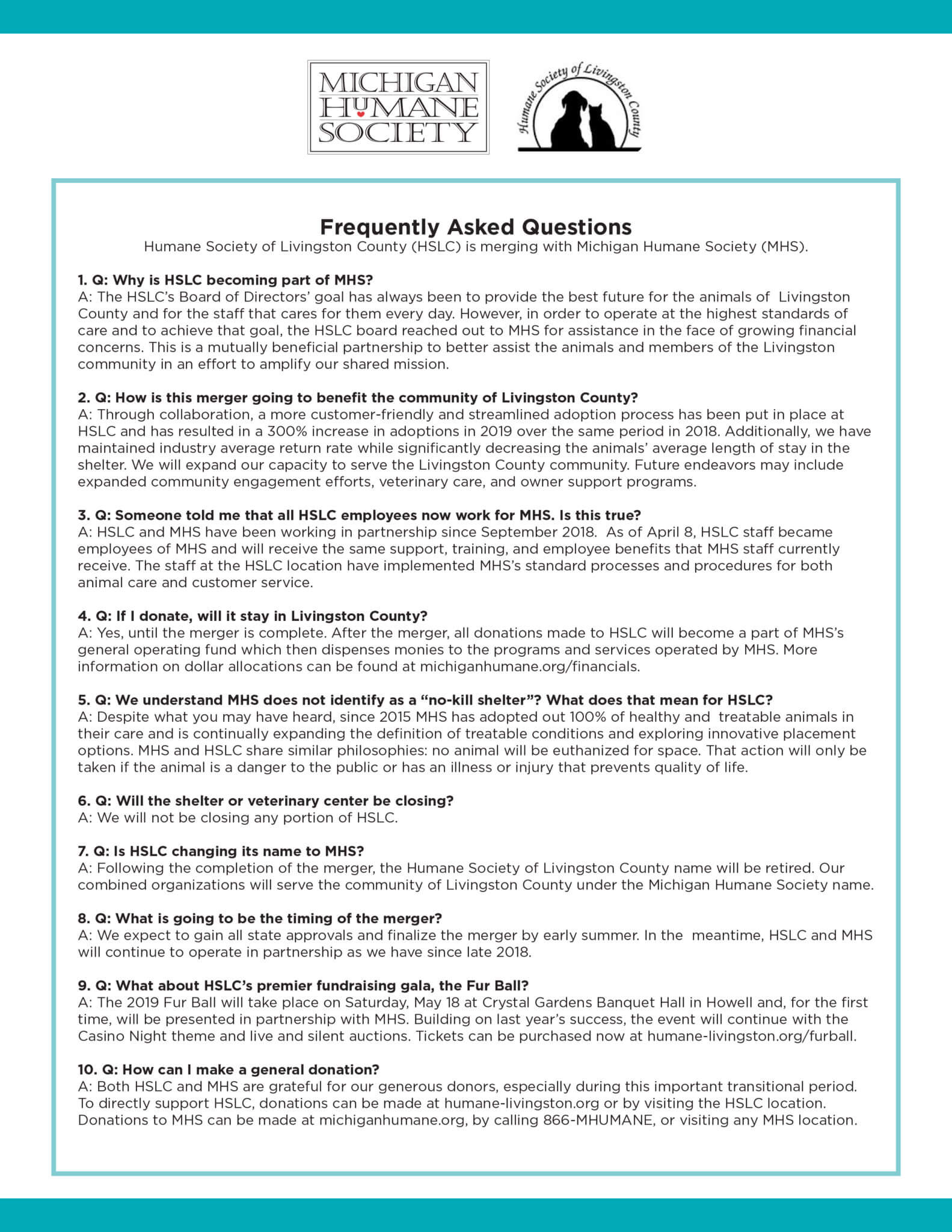 MHS Livingston Merger FAQs