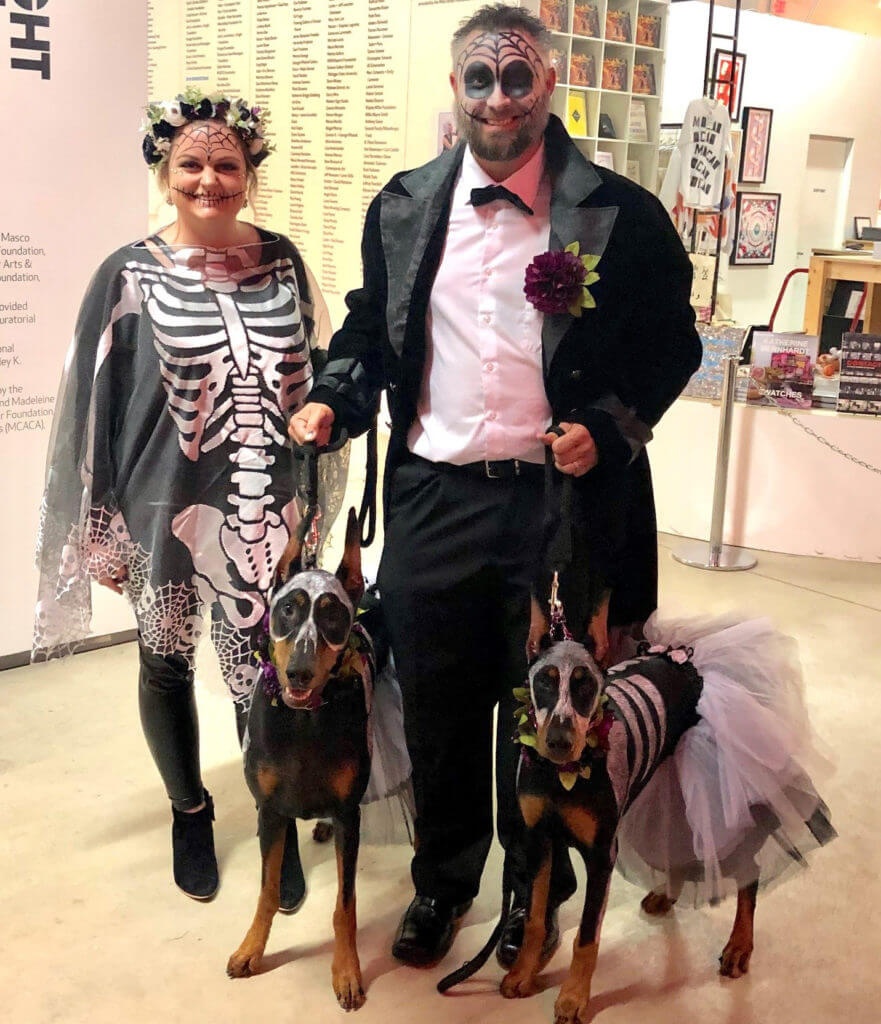 Guests and dogs attend Drinking With Dogs at MOCAD.