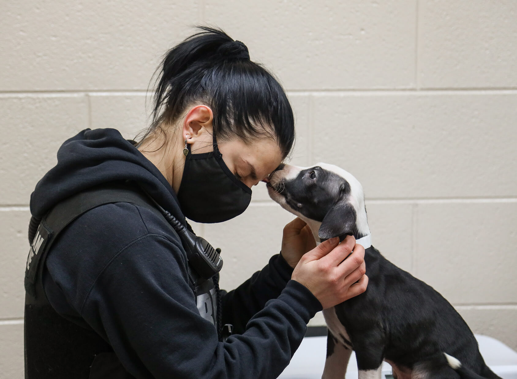 Michigan Humane rescue agent with puppy